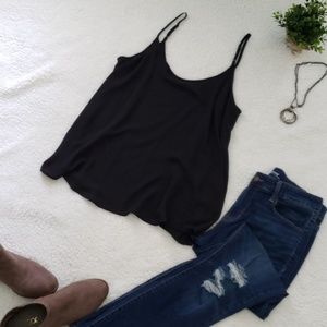 Adjustable spaghetti strap black cami EUC